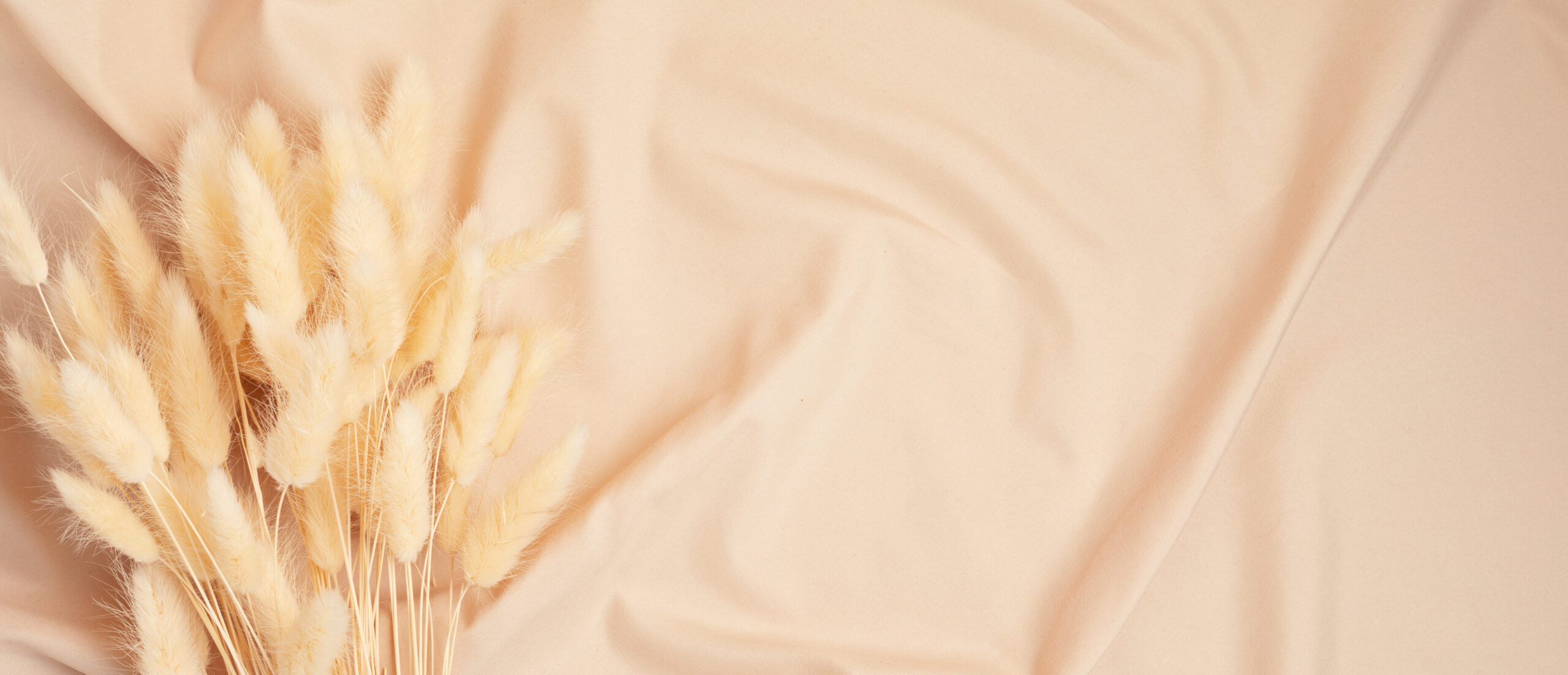 Helle Naturmaterialien und Trockenblumen als ruhige SAHAMA-Bildwelt
