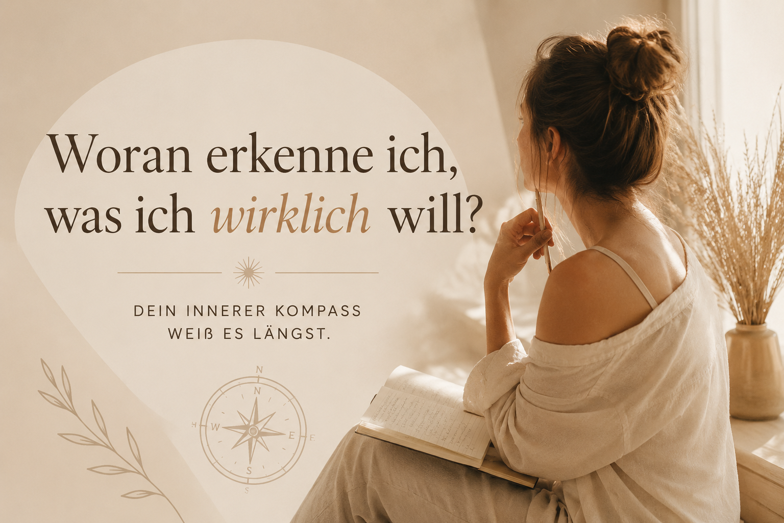Nachdenkliche Frau am Fenster als Symbol für die Frage, was sie wirklich will